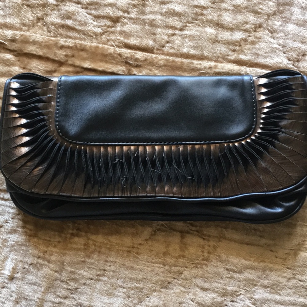 Black swirl leather clutch